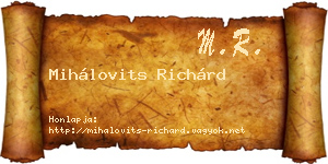 Mihálovits Richárd névjegykártya