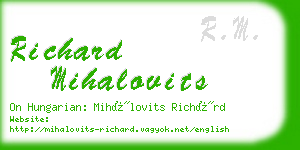 richard mihalovits business card